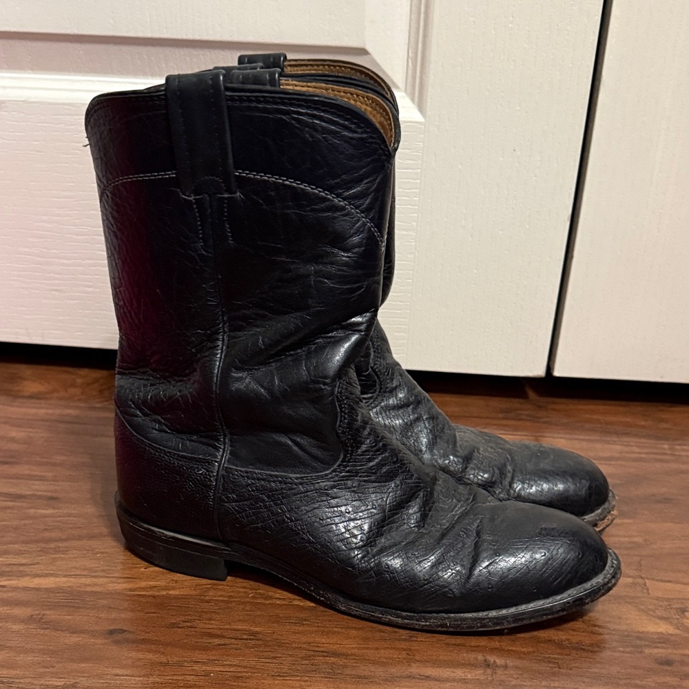 Vintage‎ Larry Mahan Black Leather Cowboy Western Boots 9.5D